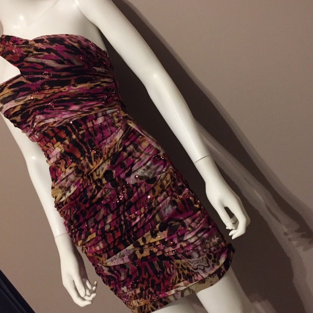 Love Tease Cheetah Sequin Print Dress Size 3